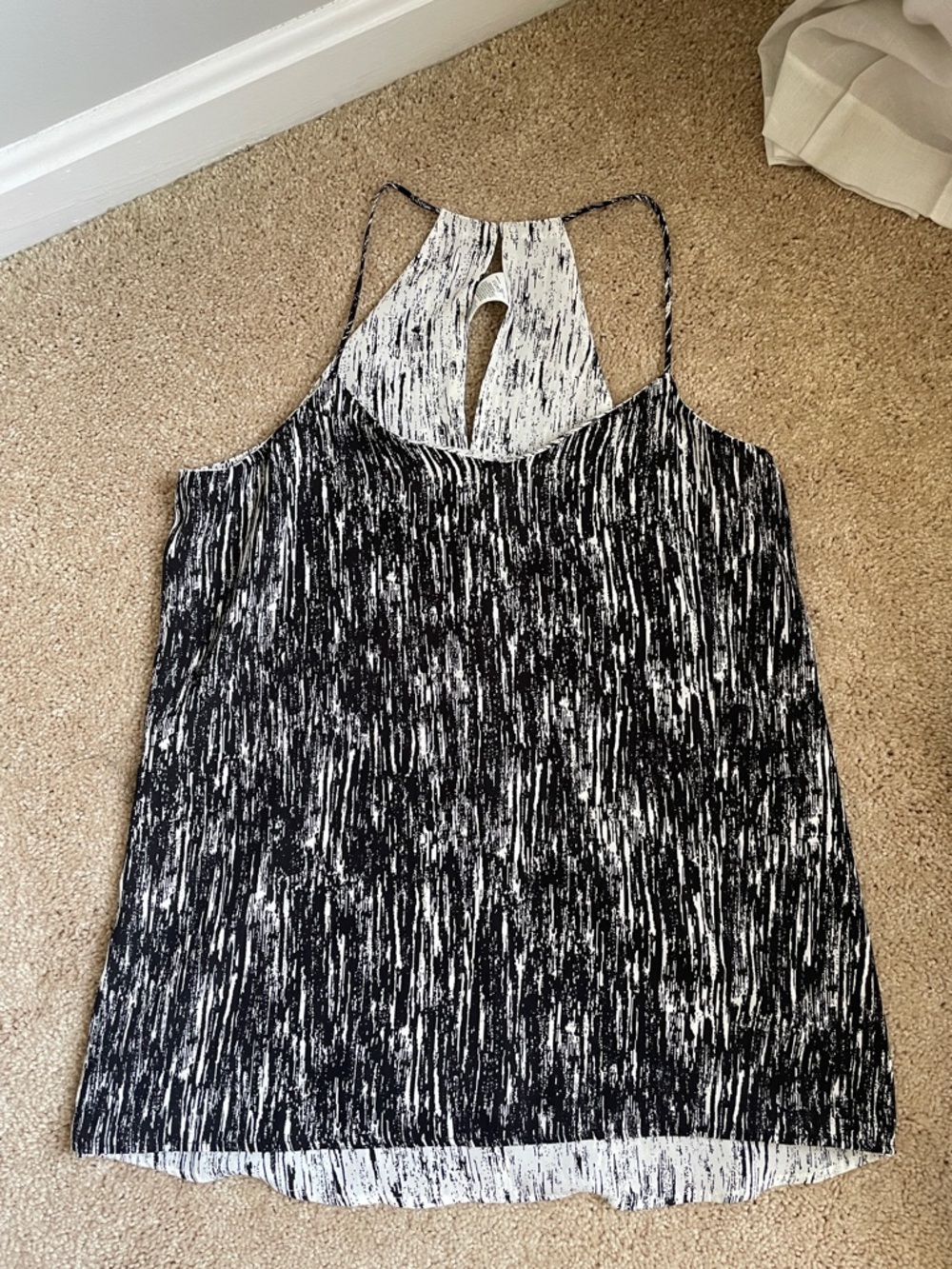 Express Black and White Reversible Abstract Spaghetti Strap Tank